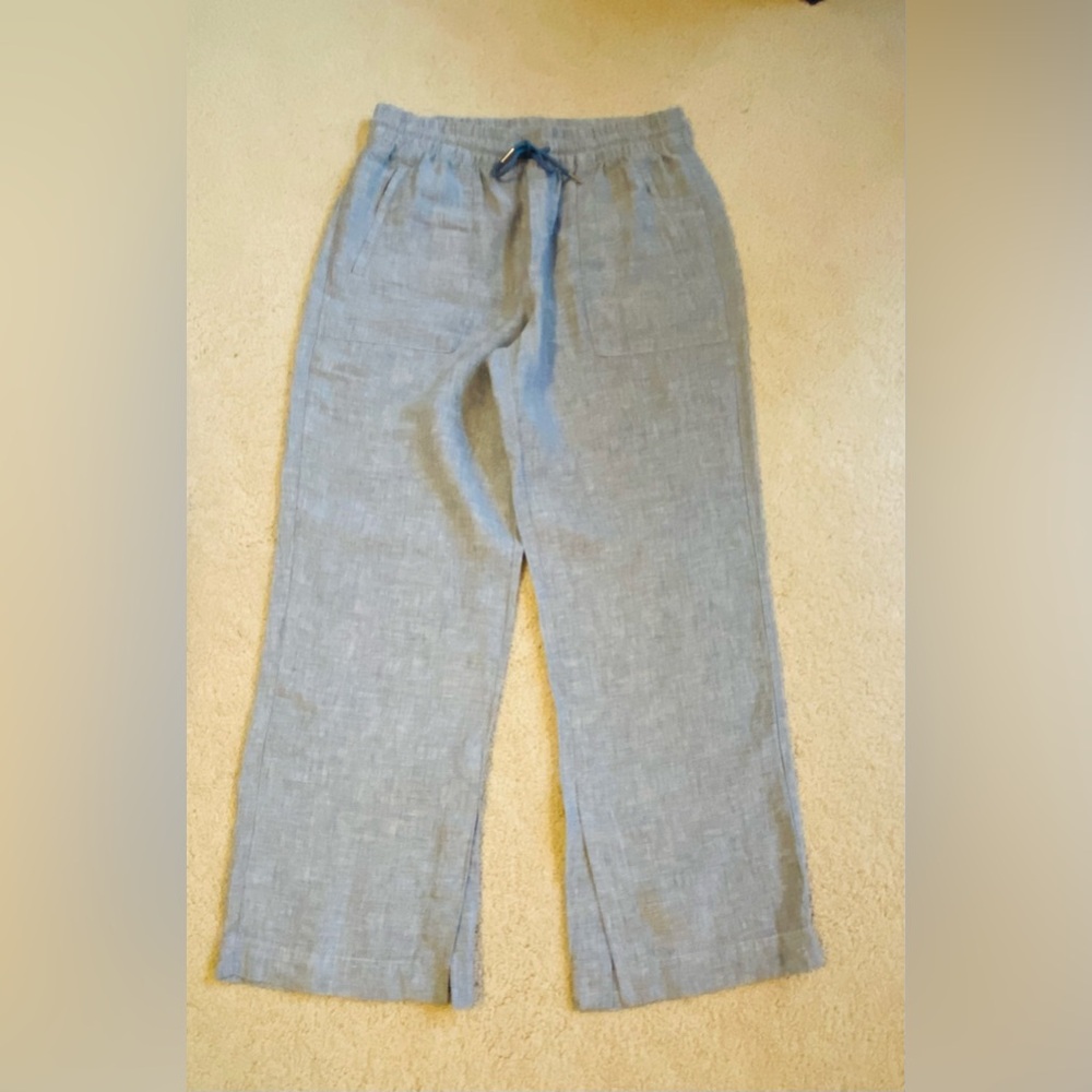 Athleta retreat, linen wide leg pants size 8 in storm cloud color. Like new!